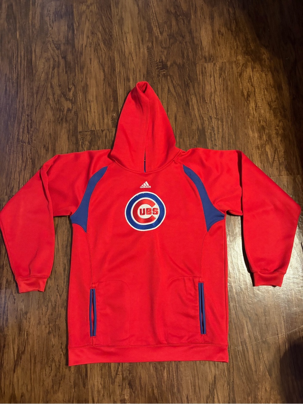 adidas Red Chicago Cubs Pullover Hoodie with Blue Accents - Kids
